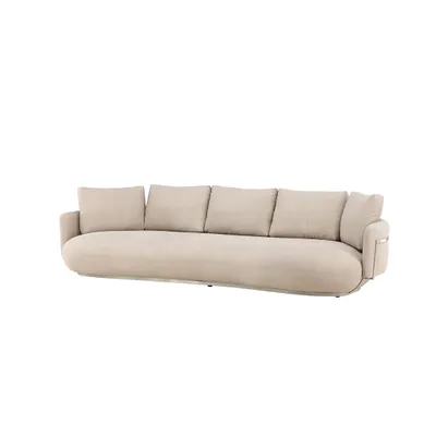 A beige sofa on a white background.