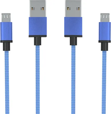 Produktbild von 2x 2m Micro USB Ladekabel Set | Daten für Handy Tablet Samsung PS4 Xbox BLAU