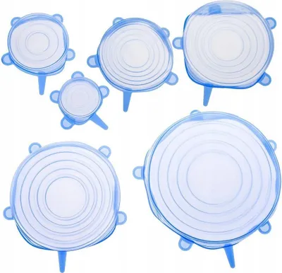 Immagine prodotto di Coperchi universali multifunzionali in silicone in set da 6 - Flessibili, riutilizzabili e privi di BPA, adatti a vasetti di varie dimensioni, ideali per la cucina e l'uso domestico
