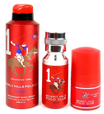 Obrázok produktu pre Darčeková sada Beverly Hills Polo Club: 1982 - Sport 1, EdT, pre mužov, 50 ml + 1982 - Sport 1, antiperspirant, dezodorant v spreji, pre mužov, 175 ml + 1982 - Sport 1, antiperspirant, dezodorant roll-on, pre mužov, 50 ml