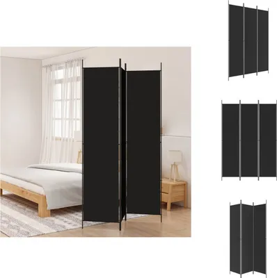 Obrázok produktu pre vidaXL 3-dielny paraván čierny 150x220 cm látka - oddeľovač miestností