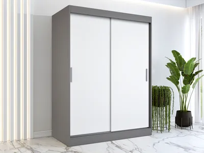 Obrázek produktu pro FurMeb24  atn­ sk­ˆ s posuvnmi dvemi GOLD -150x200cm Dvoudveov sk­ˆ bez zrcadla, posuvn sk­ˆ - (antracit + b­l)