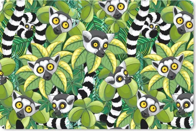 Produktbild von MuchoWow® Schreibtischunterlage Muster - Dschungel - Ringelschwanzlemur 60x40 cm - XXL Mauspad - Großes Mauspad