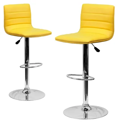 Produktbild von Höhenverstellbarer Barhocker, modern, Vinyl, 2 Stück, gelb