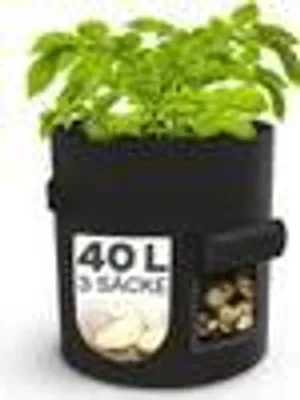 Produktbild von Kartoffelsack Pflanzsack - 40L Groß - Mit Sichtfenster und Stecker zum Beschriften - Wasserdurchlässig - Innen- und Außenbereich
