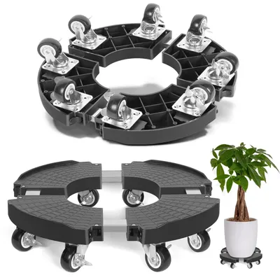 Image de Support pour plantes sur roulettes, support de pot de fleurs réglable