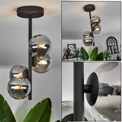 Produktbild von Isorella Deckenlampe aus Metall/Glas in Schwarz/Rauchfarben