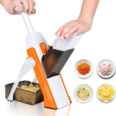 Produktbild von Masthoom Mandoline, Multifunktionales Küchengerät, verstellbare Dicke, sicherer vertikaler Schneider, ideal für Gemüse, orange