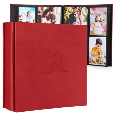 Obrázek produktu pro Fotoalbum o rozměrech 10 x 15 cm, určené pro 1000 fotografií, potažené umělou kůží, barva červená