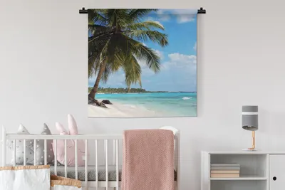 Produktbild von MuchoWow® Wandteppich Wandbehang Palme - Tropisch - Wolken 90x90 cm Tapisserie Dekoration Wandtuch - Wandaufhänger