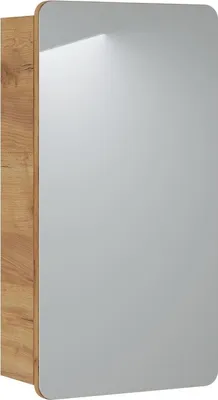Zdjęcie produktu dla Szafka Łazienkowa Z Lustrem 40 Cm Dąb Nowoczesna 1 Drzwi Zaokrąglona