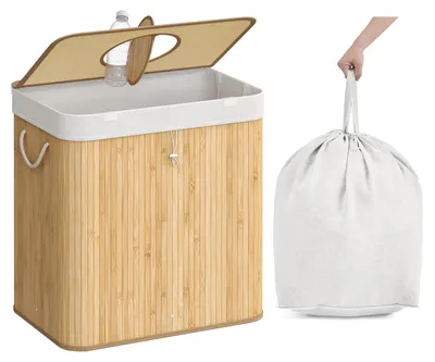Produktbild von SONGMICS Pfandflaschen-Sammelbehälter, 120 L, Bambus, mit Deckel