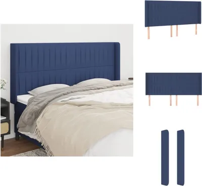 Produktbild von vidaXL Kopfteil mit Ohren Blau 183x16x118/128 cm Stoff -  Kopf- & Fußenden