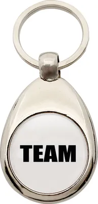 Produktbild von Huuraa Schlüsselanhänger Team Schriftzug Metall Schlüsselring Einkaufswagenchip Geschenkidee