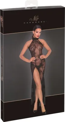 Obrázek produktu pro Noir - průhledné dlouhé šaty s květinovým vzorem černé XL