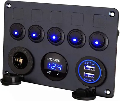 Image de Panneau deThlevel avec 5 interrupteurs à bascule et chargeur USB double 5V 4.2A