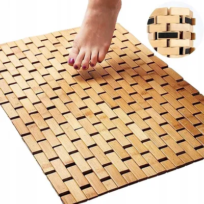Severno Home Bambus-Badematte 50 x 80 cm, rutschfest, natürliche Optik