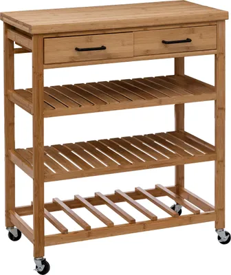Obrázek produktu pro Bambusový regál na kolečkách LINHA, mobilní, se závuvkami
