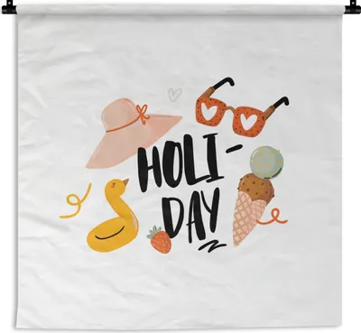Produktbild von MuchoWow® Wandteppich Wandbehang Sonnenbrille - Sommer - Rot 150x150 cm Tapisserie Dekoration Wandtuch - Wohnaccessoires - Modernes