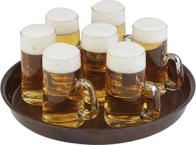 Produktbild von Bierglasträger Serviertablett aus Pressholzlaminat Antirutschfläche ØxH: 31 x 3,5 cm