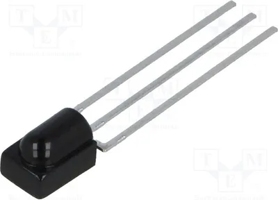 Immagine prodotto di 1 x Ricevitore a infrarossi integrato, 2,5 ÷ 5,5 V, modulo ricevitore IR TSOP38338, angolo di ricezione 45°, frequenza 38 kHz