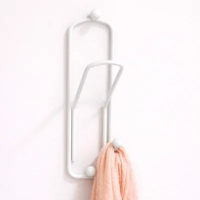Image de Patère design "trombone" 32 cm Portemanteau Crochet mural Crochet métallique / Couleur : blanc