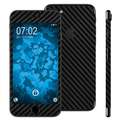 Produktbild von 2 x Carbonoptik-Folienset für Apple iPhone 7 / 8 / SE 2020 schwarz PhoneNatic Schutzfolien