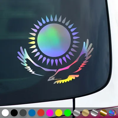 Produktbild von PantherPixel Kasachstan Aufkleber Wappen Fahne Adler Kasachisch Sticker Auto Geschenkidee Farbe Oilslick-Hologramm