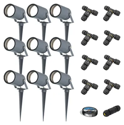 Produktbild von HOFTRONIC LED Gartenstrahler 36W GU10 345lm 6500K Anthrazit IP65 Set 9x