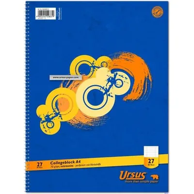 Produktbild von Kollegeblock A4 70g/qm 80 Blatt liniert mit Rand beidseitig.