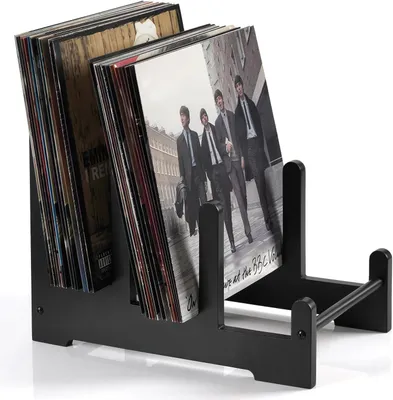 Obrázok produktu pre Stojan na gramofónové platne 37x27x24 cm, drevo, čierna, pre album