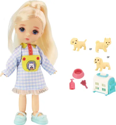 Image de Ensemble poupée et chien 12,5 cm