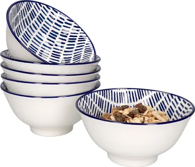 Produktbild von 6er Set Jail Bowl-Schalen 500ml blau-weiß Müsli Salat Dessert Schüssel