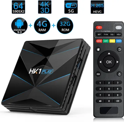 Obrázek produktu pro HK1 Play Smart TV Box Android 9.0 Amlogic S905 X2 2.4G/5G Dual WiFi USB3.0 BT4.2 Podpora 4K H.265 Media Player 4+32G UK Plug