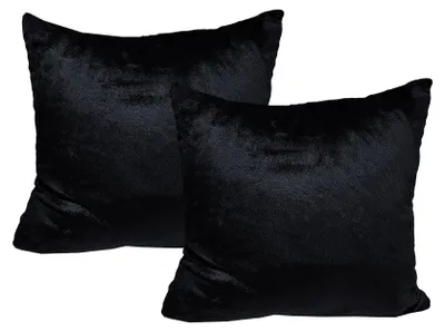 Produktbild von JACK 2er Set Teddy Flausch Kissenhülle Kissenbezug Dekokissen flauschig kuschlig weich, Farbe:Schwarz, Größe:40 x 40 cm
