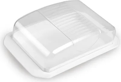 Produktbild von Dekorative Butterdose - Transparent mit Deckel - Spülmaschinenfest - Butterschale für 250g Butter - Weiß