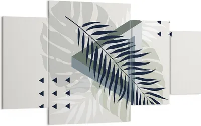 Produktbild von Bild auf Leinwand - Leinwandbild - 4 Teile - Monstera Palme Grafik - 160x90cm - Wand Bild - Wanddeko - Wandbilder - Leinwanddruck - Bilder - Wanddekoration - Leinwand bilder - Wandbild - DL160x90-4519
