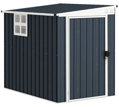 Obrázok produktu pre Ocelová záhradná búda – skladací box 1,2 x 1,9 m – dverové zámky – vetracie otvory – vodotesná – tmavosivá