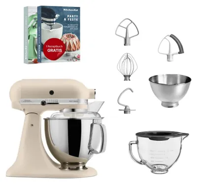 Produktbild von KitchenAid 4,8 L 5KSM175 Artisan Küchenmaschine Glasset mit Glasschüssel Fresh Linen