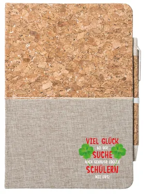 Produktbild von Huuraa Notizbuch A5 Glück bei suche coole Schüler 80 Blatt inkl. Kugelschreiber Tagebuch Geschenkidee