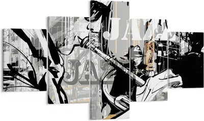 Produktbild von Bild auf Leinwand - Leinwandbild - Jazz Musik Musiker - 125x70cm - Wand Bild - Wanddeko - Leinwanddruck - Bilder - Kunstdruck - Wanddekoration - Leinwand bilder - Wandkunst - EA125x70-3792
