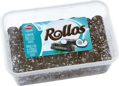 Produktbild von Nawarra Rollos Schaumröllchen Cocos und kakaohaltiger Glasur 200g