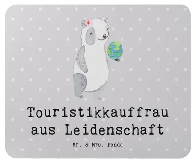 Produktbild von Mr. & Mrs. Panda Mauspad Touristikkauffrau Leidenschaft - Grau Pastell - Geschenk, laptop, Mousepad, mausteppich, Mouse Pad, mousematte
