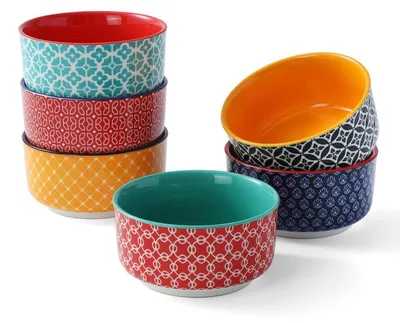 Zdjęcie produktu dla Zestaw 6 foremek do sufletów, pojemność 235 ml, porcelana, nadają się do pieczenia, średnica 10,5 cm, wielokolorowe