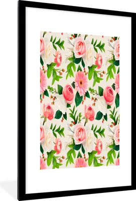 Produktbild von MuchoWow® MuchoWow® Gerahmtes Poster Blumen - Rosen - Frühling 60x90 cm - Poster mit zchwarzem Bilderrahmen - Dekoration - Wandposter Wohnzimmer - Hochwertig