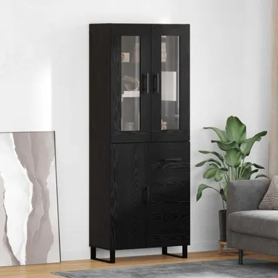 Image de vidaXL Meuble haut, 2 pièces, imitation chêne noir, 69,5 x 34 x 180 cm