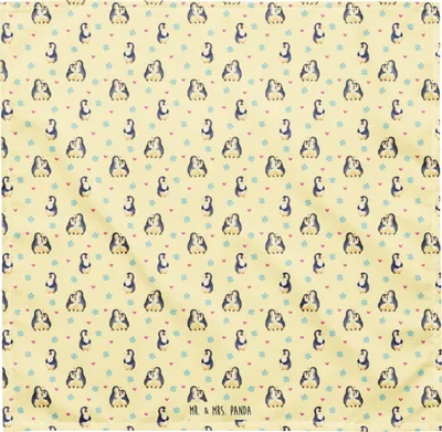 Produktbild von Mr. & Mrs. Panda Bandana Pinguin umarmen M - Gelb - Geschenk, Liebe, Haarband, Sporttuch, glücklich, Verknallt, Dreieckstuch, Hochzeitsgeschenk, Liebespaar, Hochzeitstag