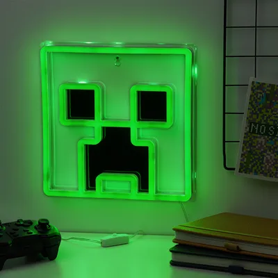 Obrázok produktu pre Neónová nástenná lampa Minecraft Creeper