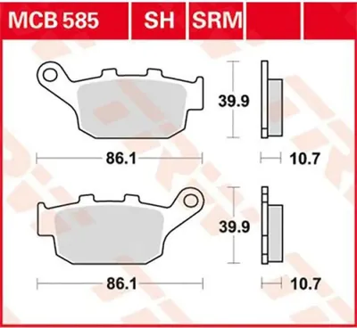 Obrázek produktu pro TRW Sada brzdových destiček MCB585SH CB250F Hornet MC31 XB12R Firebolt XB1 Daytona 675 D67LC XJ6 Divers
