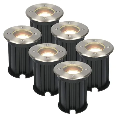 Image de HOFTRONIC - Spot LED au sol 6x4W GU10 345lm 2700K Inox IP67 Dimmable